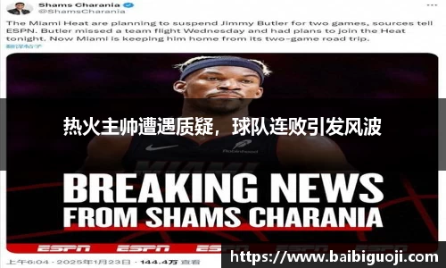 热火主帅遭遇质疑，球队连败引发风波