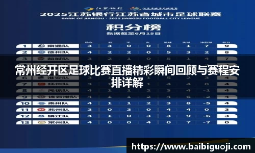 常州经开区足球比赛直播精彩瞬间回顾与赛程安排详解